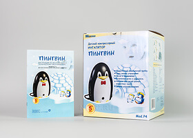 Коробка и документация к компрессорному небулайзеру Med 2000 Пингвин