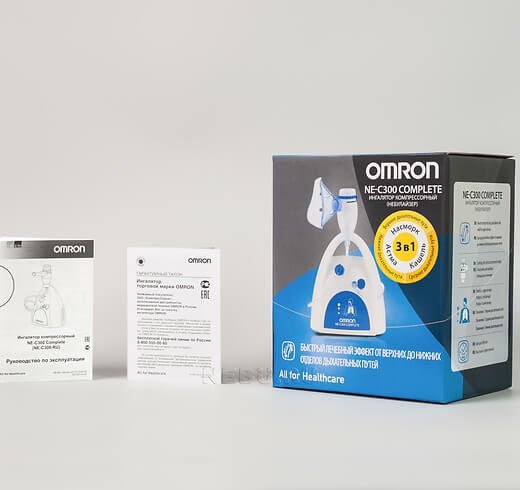 Коробка и документация к компрессорному небулайзеру Omron C 300